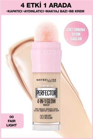 Maybelline New York Instant Perfector Glow 4 Etki 1 Arada Fondöten- 00 Fair Light 