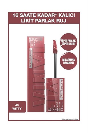 Maybelline New York Super Stay Vinyl Ink 40 Witty Ruj