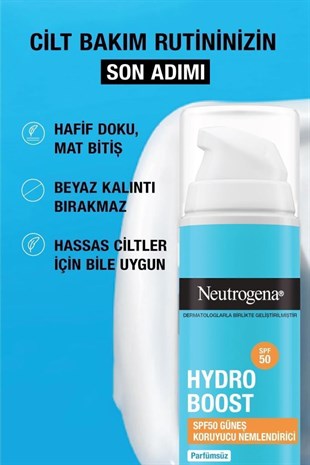 Neutrogena Hydro Boost SPF50 Güneş Koruyucu Nemlendirici 50 ml