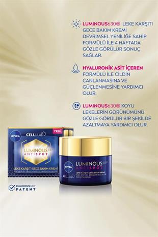 Nivea Cellular Luminous630 Antispot Leke Karşıtı 50 ml Gece Yüz Kremi