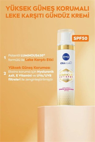 Nivea Cellular Luminous630 Leke Karşıtı SPF50 Gündüz Yüz Krem 40 ml