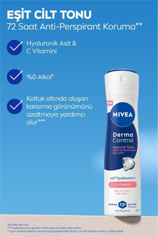 Nivea Derma Control Natural Tone Kadın Deodorant Spreyi 150 ml
