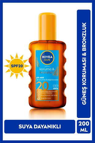 Nivea Sun Koruma&Bronzluk SPF20 Doğal Bronzluk Güneş Spreyi 200 ml 
