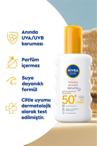 Nivea Sun SPF 50+ Güneş Alerjisine Karşı Anında Hassas Koruma Güneş Spreyi 200 ml