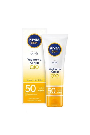 Nivea Sun SPF 50+ Yaşlanma Karşıtı Q10 Yüz Güneş Kremi 50 ml