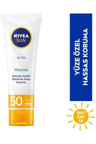 Nivea Sun SPF50 Hassas Yatıştıran Nemlendirici Güneş Yüz Kremi 50 ml
