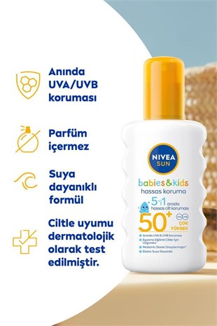 Nivea Sun SPF50+ Koruma&Bakım Hassas Cilt Çocuk Güneş Spreyi 200 ml