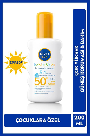 Nivea Sun SPF50+ Koruma&Bakım Hassas Cilt Çocuk Güneş Spreyi 200 ml