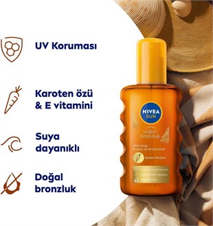 Nivea Sun Yoğun Bronzlaştırıcı Güneş Yağ Sprey Karoten Özlü 200 ml