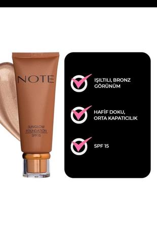 Note Cosmetics Sunglow Foundation Işıltılı Bronzlaştırıcı Fondöten 10