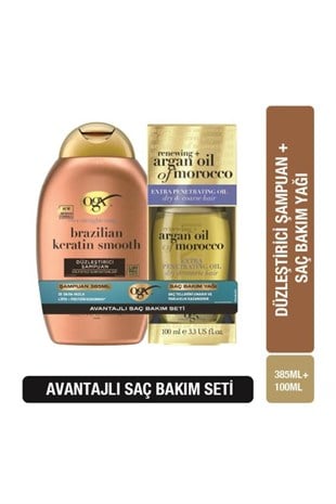 OGX Brazilian K. Şampuan+Argan Oil 385+100ML SET