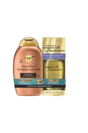 OGX Brazilian K. Şampuan+Argan Oil 385+100ML SET