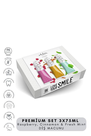 Ohlala Raspberry, Cinnamon&Fresh Mint Premium Set 3 x 75 ml Diş Macunu Seti