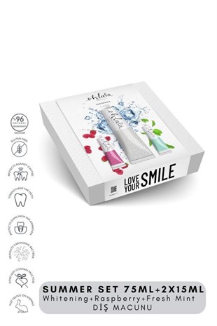 Ohlala Whitening 75 ml+Fresh Mint 15 ml+Raspberry mint 15 ml Summer Diş Bakım Seti 