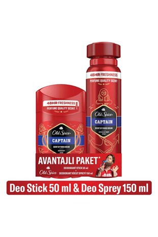 Old Spice Captain Deodorant Spray Stick 150+50 ml Avantajlı Paket