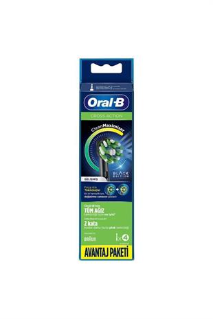 Oral-B Cross Action Şarjlı Diş Fırçası Yedek Başlığı 4lü Siyah