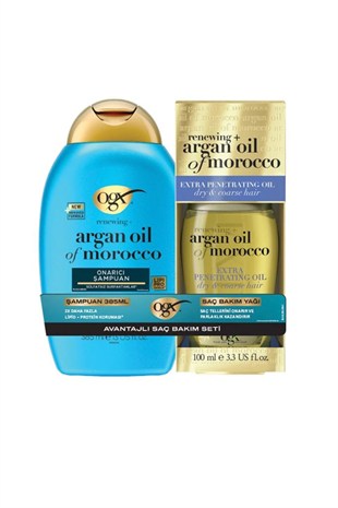 Organix Argan Oil of Morocco Şampuan 385 ml+Argan Saç Bakım Yağı 100 ml SET