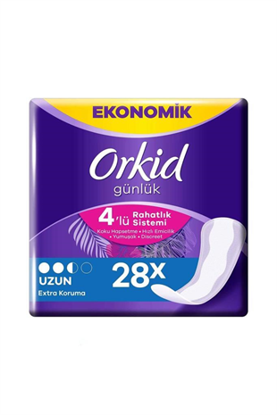 Orkid Günlük Rahatlık Uzun Extra Koruma 28 Adet Hijyenik Ped 