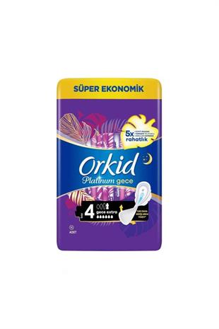 Orkid Platinum 4LÜ Gece Extra 16 Lı Hijyenik Ped