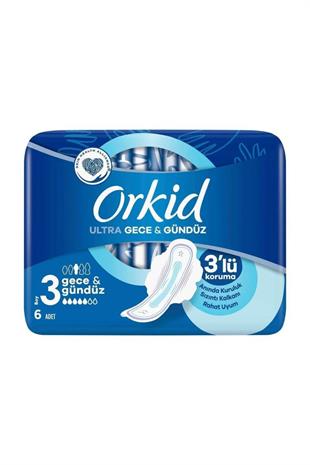 Orkid Ultra Gece&Gündüz 3Lü Koruma 6 Adet Kadın Hijyenik Ped