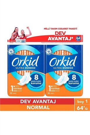 Orkid Ultra Normal (Boy 1) Cesaret Paketi 64LÜ Hijyenik Ped