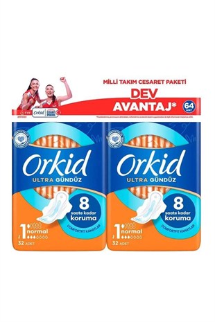 Orkid Ultra Normal (Boy 1) Cesaret Paketi 64LÜ Hijyenik Ped