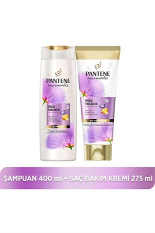 Pantene İpeksi Parlaklık Şampuan 400+Saç Kremi 275 ml Saç Bakım Seti