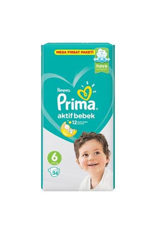 Prima Aktif Bebek 6 Beden Ekstra Large 56 Bebek Bezi