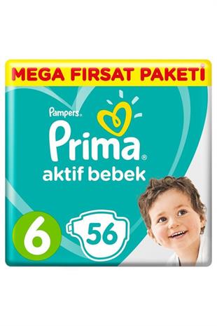 Prima Aktif Bebek 6 Beden Ekstra Large 56 Bebek Bezi