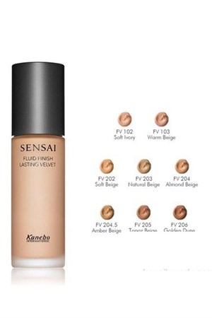 Sensai Fluid Finish Lasting Velvet Fondöten FV204 Almond Beige 30 ml