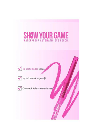 Show Your Pastel Game Waterproof Gel Eye Pencil 408 Göz Kalemi