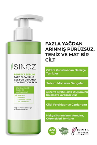 Sinoz Face Cleansing Gel Yağlı Karma Cilter Yüz Temizleme Jeli 200 ml