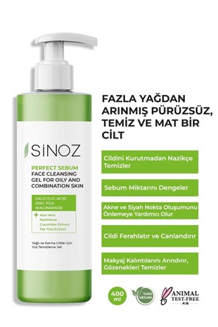 Sinoz Face Cleansing Gel Yağlı Karma Cilter Yüz Temizleme Jeli 200 ml