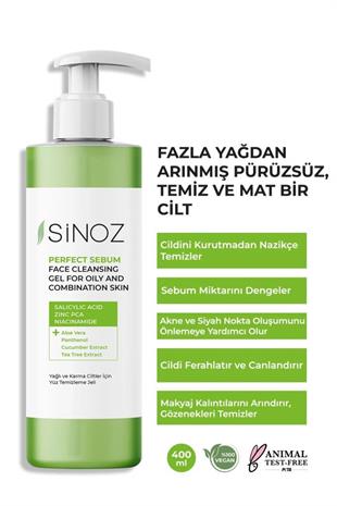 Sinoz Face Cleansing Gel Yağlı Karma Cilter Yüz Temizleme Jeli 200 ml