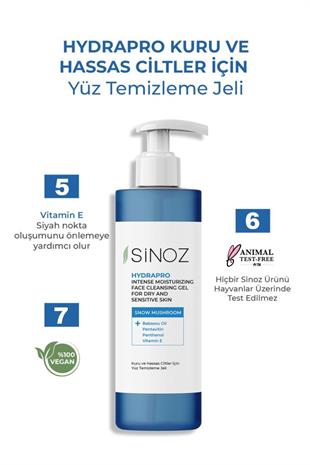 Sinoz Hydrapro Kuru Ve Hassas Ciltler Için Yüz Temizleme Jeli 200 ml