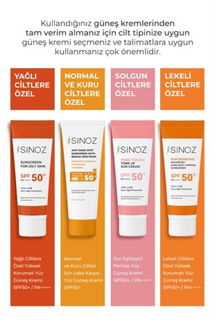 Sinoz Lekeli Ciltler SPF50+Yüz Güneş Koruyucu Krem 50 ml