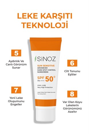 Sinoz Lekeli Ciltler SPF50+Yüz Güneş Koruyucu Krem 50 ml