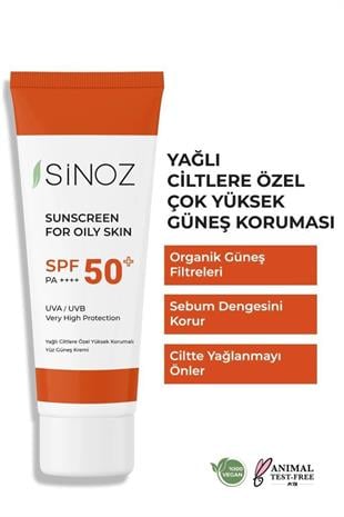 Sinoz SunScreen SPF50 PA+ Yağlı Ciltlere Özel Güneş Yüz Kremi