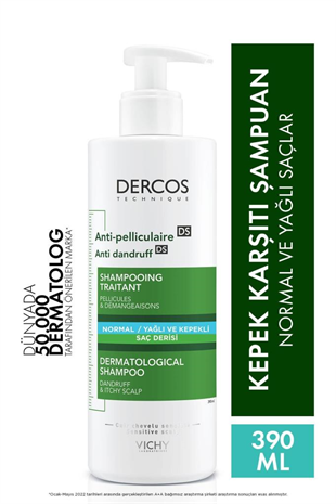 Vichy Dercos Anti-Pel Kepeğe Karşi Etkili Bakim Şampuani -Normal/Yağli Saçlar 390 ml
