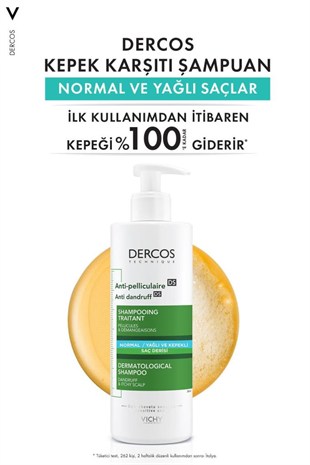 Vichy Dercos Anti-Pel Kepeğe Karşi Etkili Bakim Şampuani -Normal/Yağli Saçlar 390 ml