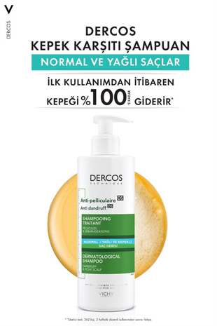 Vichy Dercos Anti-Pel Kepeğe Karşi Etkili Bakim Şampuani -Normal/Yağli Saçlar 390 ml