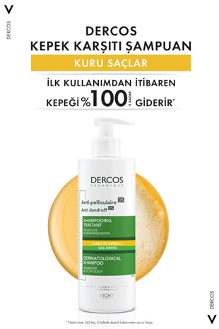 Vichy Dercos Kepek Karşıtı Şampuan 390ml - Kuru Saçlar