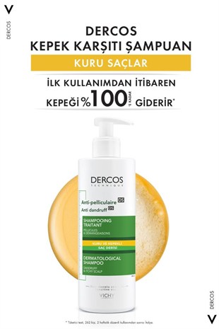 Vichy Dercos Kepek Karşıtı Şampuan 390ml - Kuru Saçlar