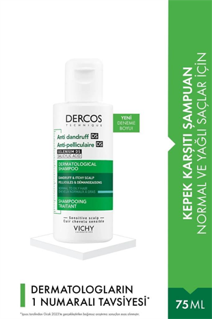 Vichy Dercos Yağlı Saçlar Için Kepeğe Karşı Bakım Şampuanı 75ml