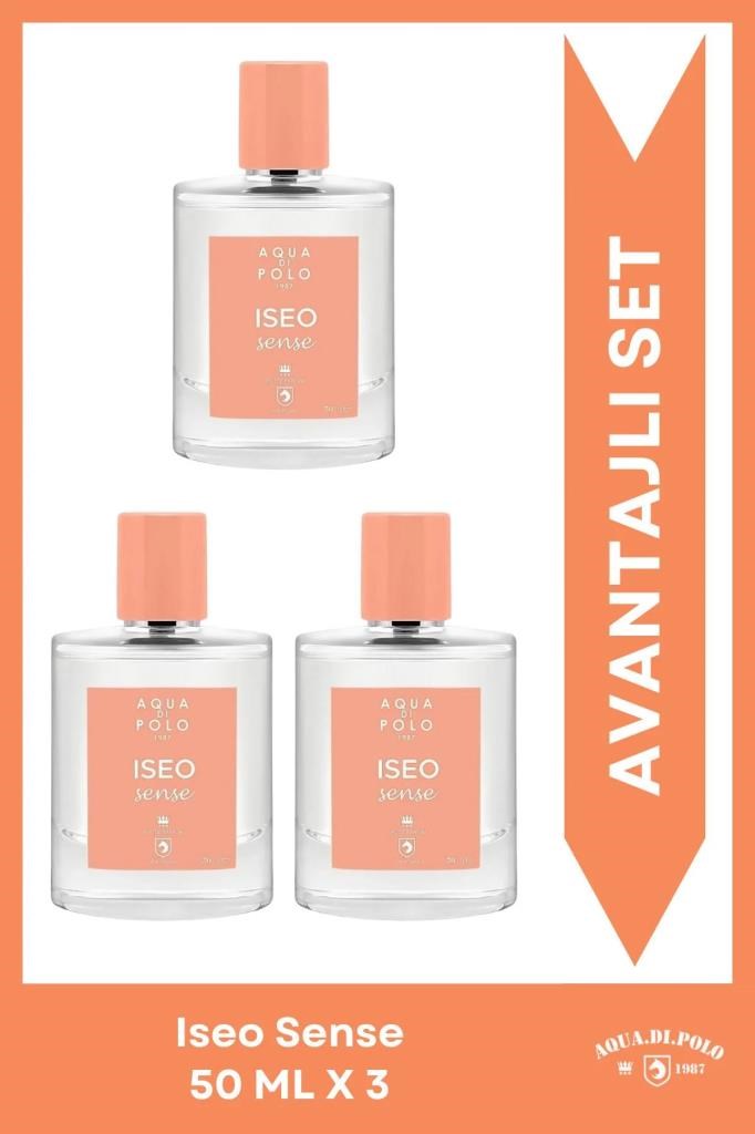 Aqua Di Polo 1987 Iseo Sense EDP Kadın Parfüm Seti 50ml 3 Adet | Meyveli, Çiçeksi | Nar, Manolya, Şakayık, Amber, Misk