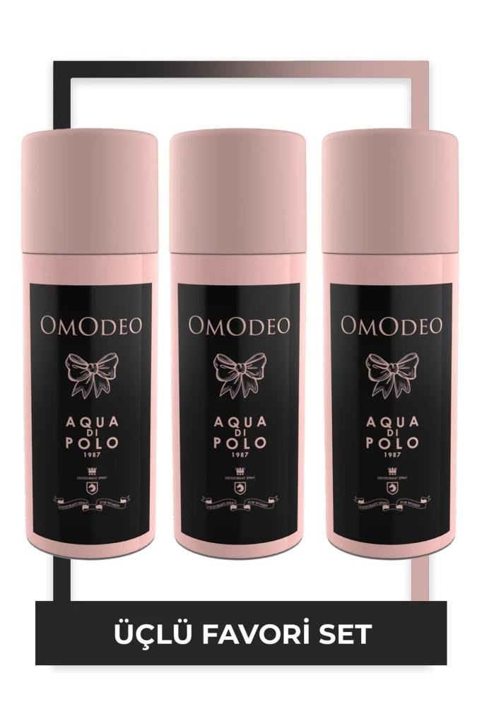 Aqua Di Polo 1987 Omodeo Parfümlü Kadın Deodorant Seti 150 ml 3 Adet | Çiçeksi, Vanilyalı | Alüminyum İçermez