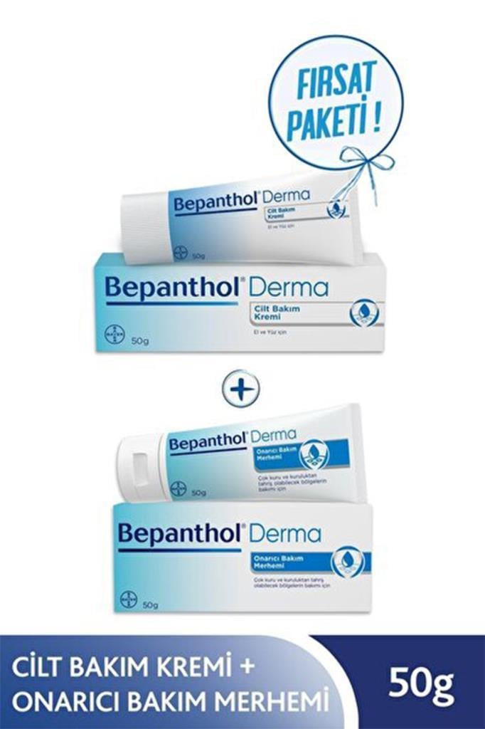 Bepanthol Derma Onarıcı Bakım Merhemi 50 gr+Cilt Bakım Kremi 50 gr Avantajlı Paket