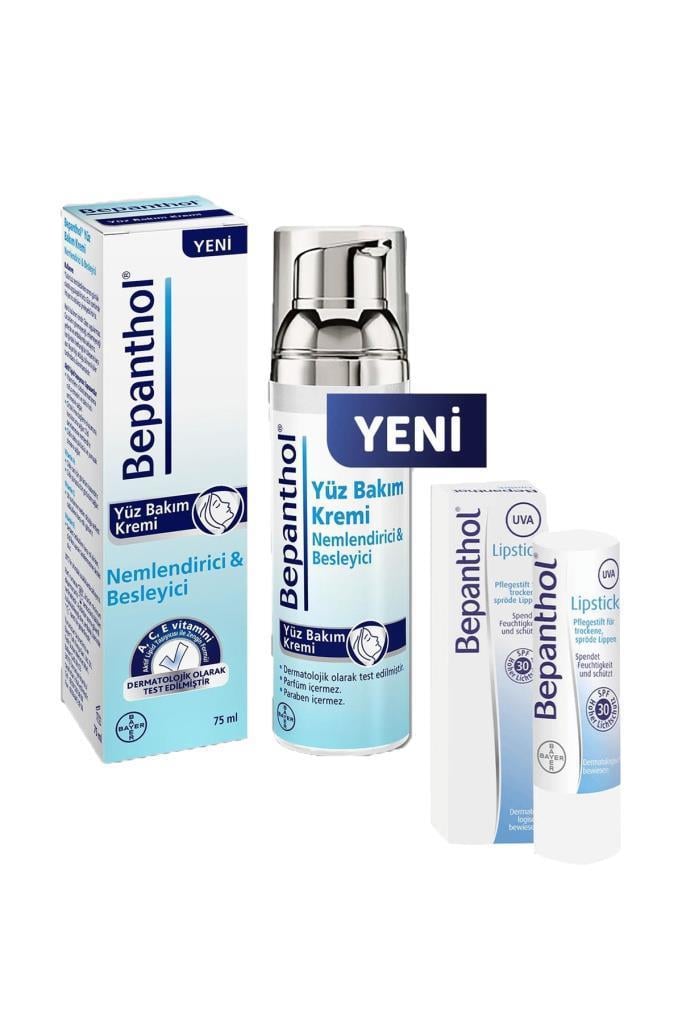 Bepanthol Yüz Bakım Kremi 75 ml + Dudak Kremi 4,5 Gr