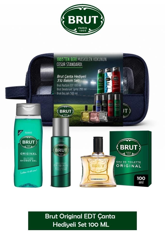 Brut Original EDT Çanta Hediyeli 3lu Erkek Parfüm Seti 100 ml