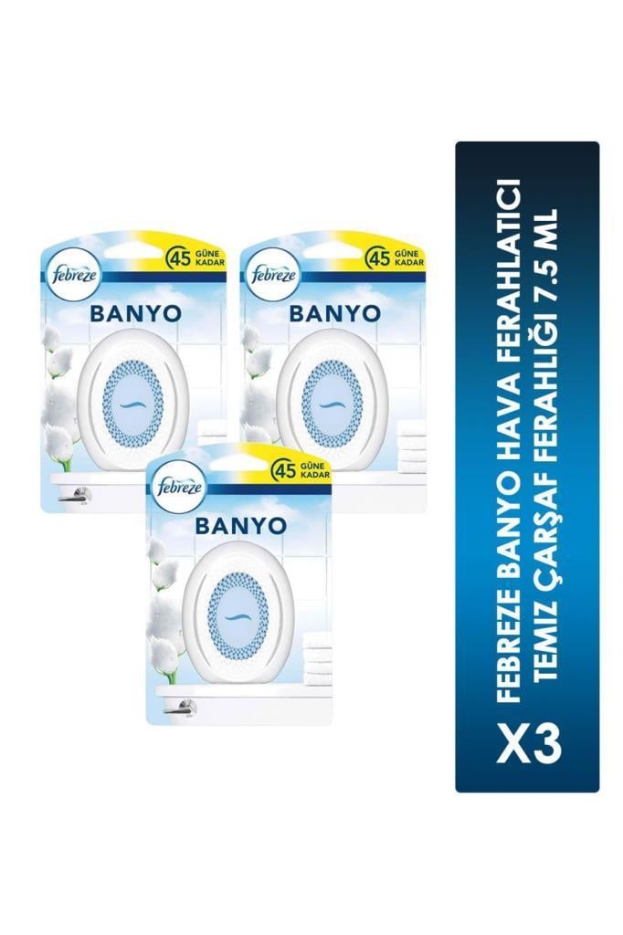 Febreze Banyo Hava Ferahlatıcı Temiz Çarşaf Ferahlığı 7.5 ml X3